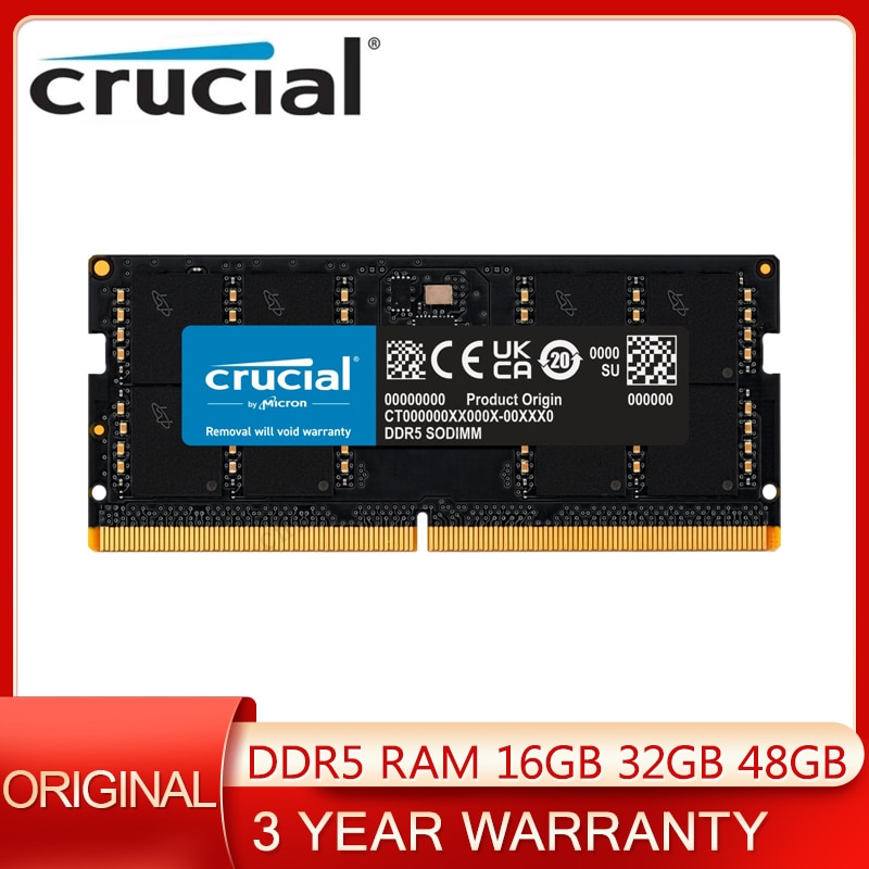  Crucial RAM DDR5 Ʈ ޸, SODIMM Ʈ, 16GB, 32GB, 4800MHz, 5200MHz, 5600MHz, CL40